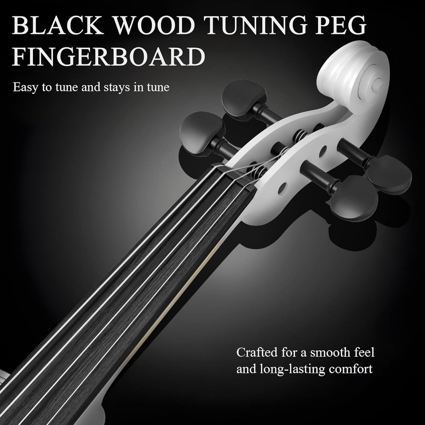 4/4 Beginner Violin Kit for Adults, Complete Full Size Violin Set with Portable Case, Bow, Rosin, White