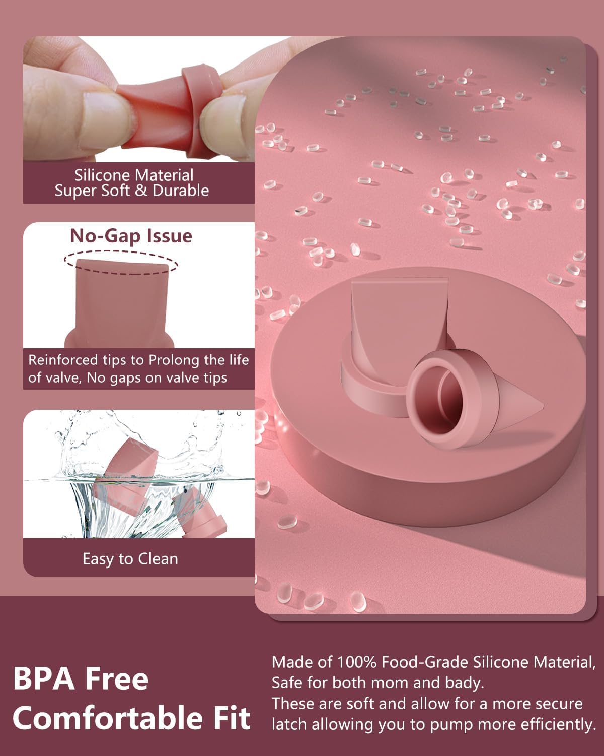 8PC Duckbill Valves for Momcozy M6/M5/V1/V1 Pro/V2/V2 Pro Breast Pump, Replace for Momcozy Pump Parts Valve,Breastfeeding Essentials, Not Original Parts, 8PC Red Valves