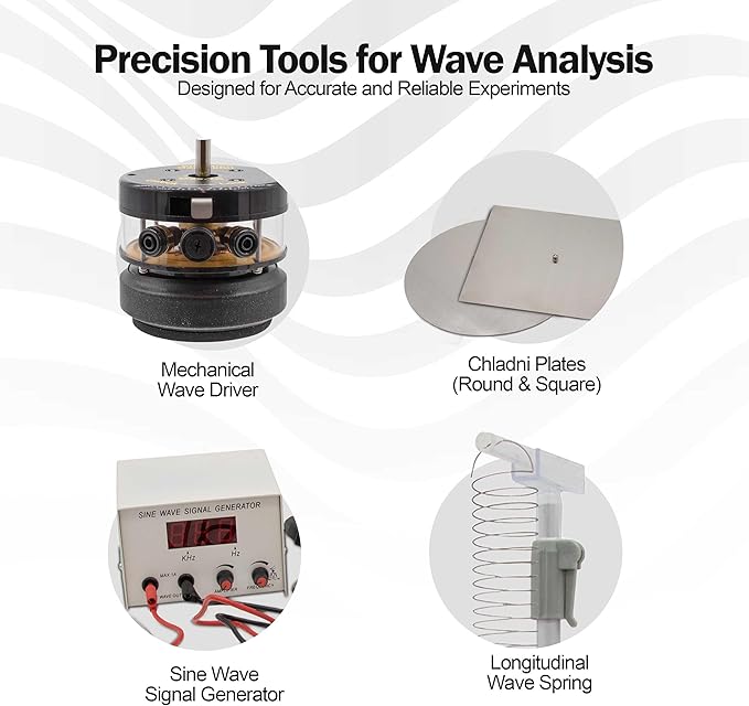 WVGEN-DLX: Mechanical Wave Kit – Explore Waves, Sound, Vibrations & Interference – Includes Sine Wave Generator, Driver, Chladni Plates & More – STEM Physics Classroom Learning Tool