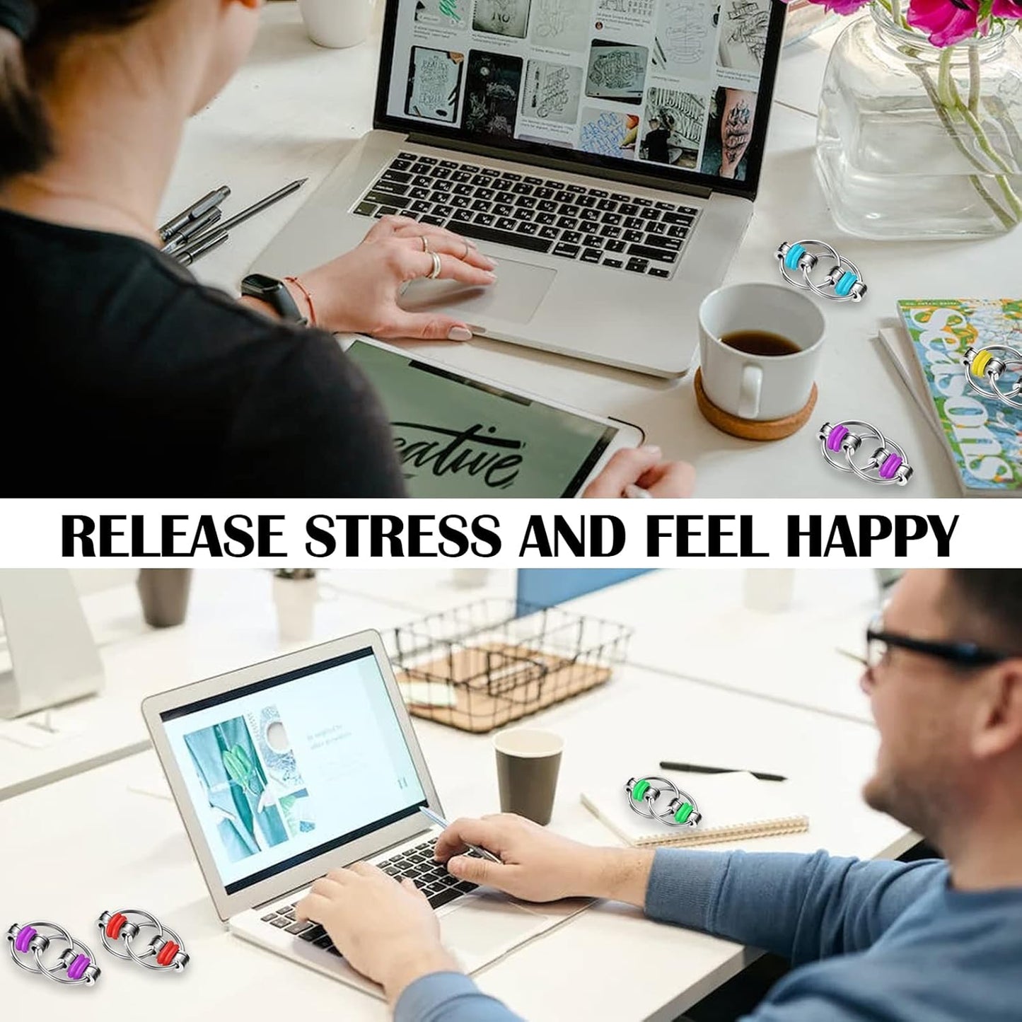 10Pcs Bike Chain Fidget Fidget Chain Pack Fidget Flippy Chains for Anxiety Stress Relief Teens and Adults