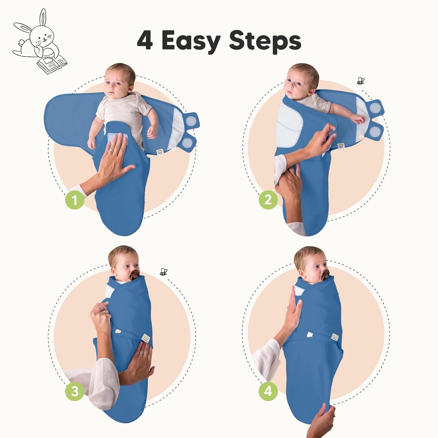 3-Pack Organic Baby Swaddle Sleep Sacks - Swaddles for Newborns, Infant 0-3 Months, Baby Girls, Boys, Soft & Snug Newborn Sleep Sack, Nursery Swaddling Blankets (Frost)