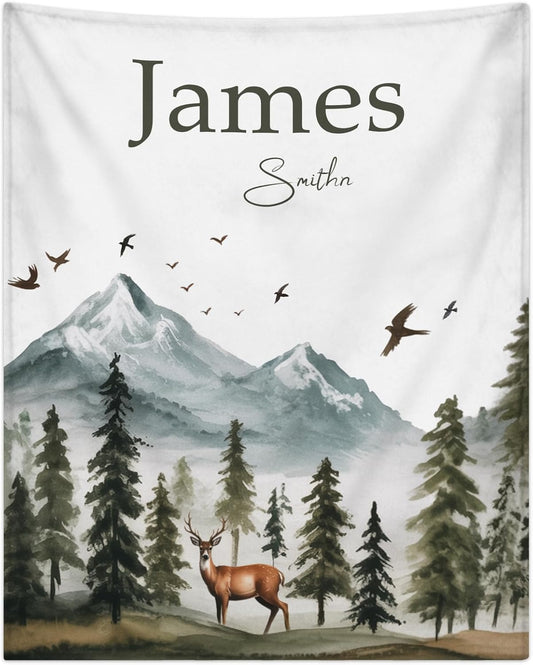 Personalized Baby Blanket for Boys Girls Custom Baby Blanket with Name Newborn Expect Mom Toddlers Kids Customized Gifts for Baby Shower Birthday Christmas Super Soft Cozy Flannel Bed Throw Blanket