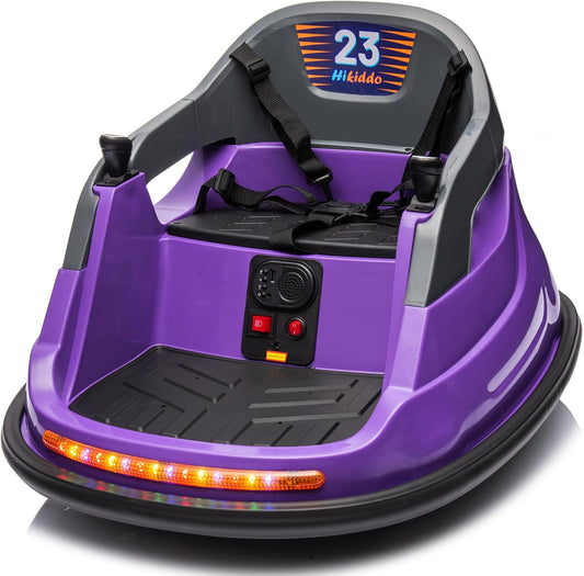 Baby Bumper Car, 6V Electric Kids Bumper Car for Toddlers with Remote Control, Bluetooth - Purple