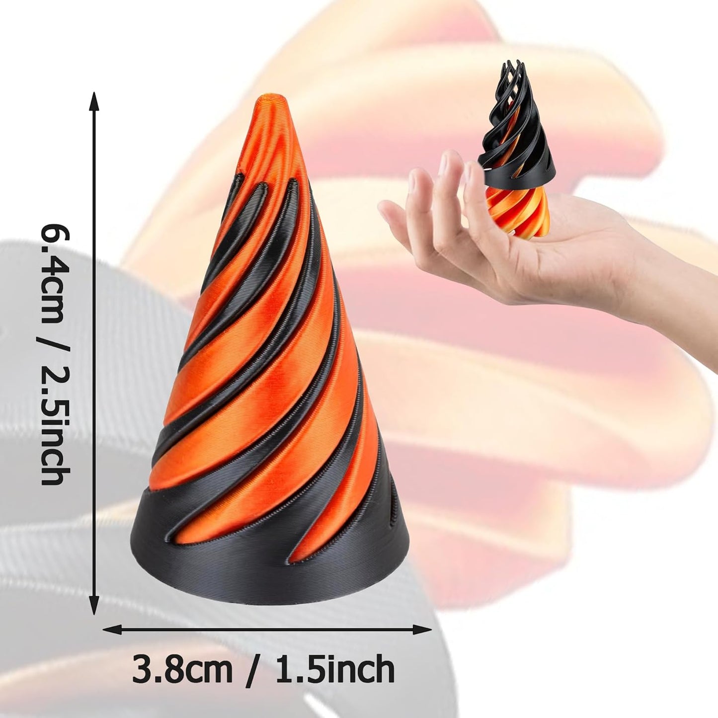 Impossible Pyramid Passthrough Sculpture, Spiral Cone Fidget Toy 3D Printed Toys, Adult Fidgets for Anxiety and Stress, Stress Relief Toys, Desk Toys Fidget Toys Adults Anxiety