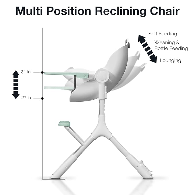 ORIBEL Cocoon Z High Chair & Seat Liner Combo | Convertible High Chair for Newborn to Toddler | Easy Move Gliders | Easy to Clean | Avocado Green