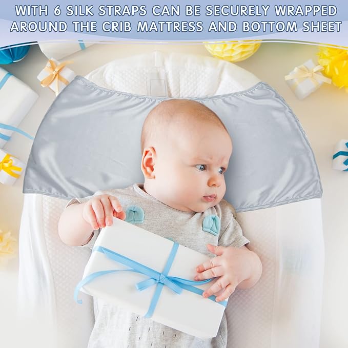 Hosuly 2 Pcs Satin Bassinet Sheet Baby Hair Soft Silk Feeling Sheet Baby Bassinet for Rectangle Cradle Pad Mattress Boys Girls Newborn Infant(Gray and White)