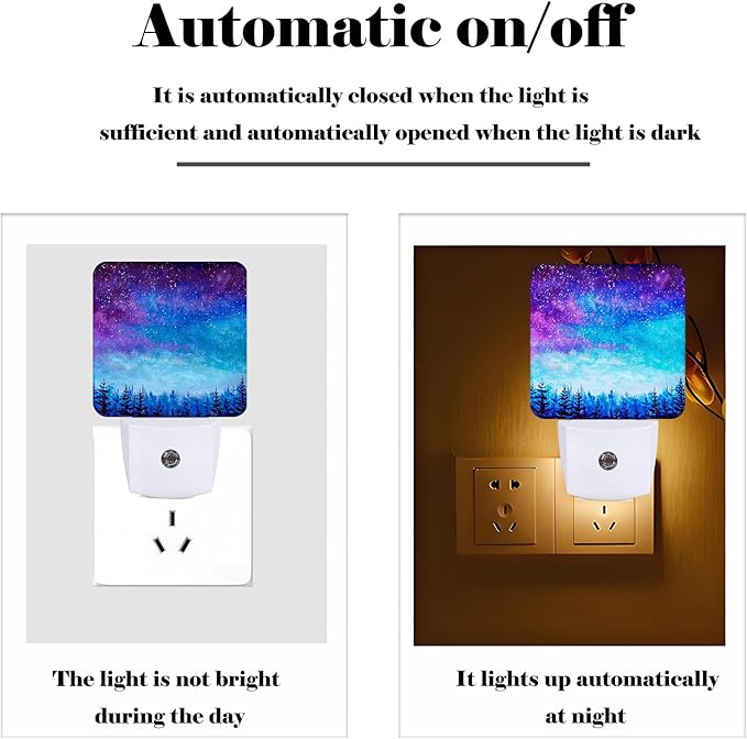 Starry Sky Forest Night Light,Plug Into Wall Decor for Stairway,Hallway,Kitchen,Dusk to Dawn Sensor Nightlights for Boys/Girls/Women/Men Room Gifts