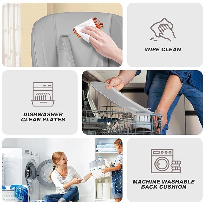 High Chairs for Babies and Toddlers Foldable High Chair Adjustable with Reclining Seat & Leg Rest, 3-in-1 Convertible Baby Swings with Tool-Free Assembly (Grey)