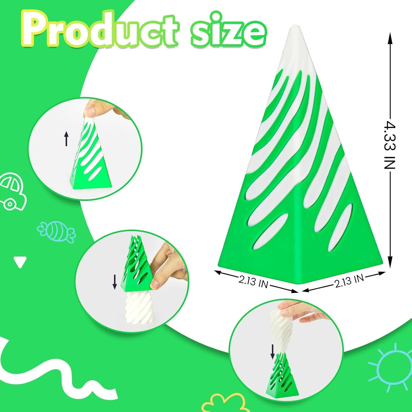 Impossible Pyramid Passthrough Sculpture, 3D Printed Spiral Cone Fidget Toy, 3D Printed Crafts, Adult Decompression Toys, Decompression Toys And Gifts For Kids,Stress Relief Desk Toy (White Green)