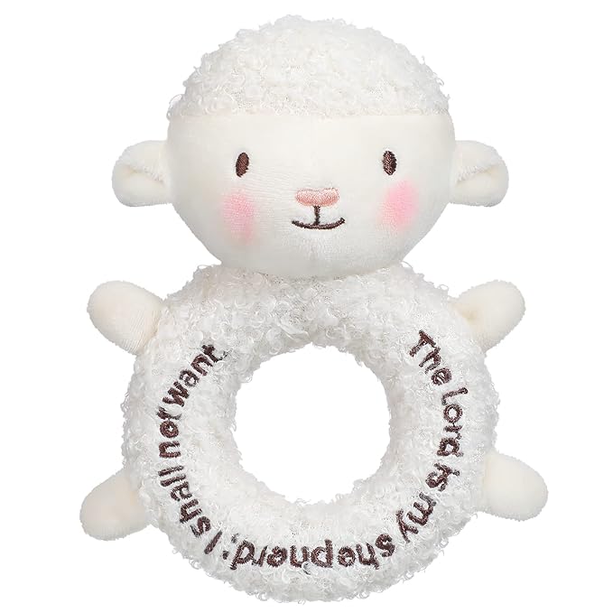 Karenhi Lamb Stuffed Animal Little Sheep Stuffed Animal Praying Baptism Soft Plush Snuggle God's Lamb with Embroidered Religious Gifts for Boys Girl Baby Showers Mom's Barnyard Nursery Decor Doll Toy