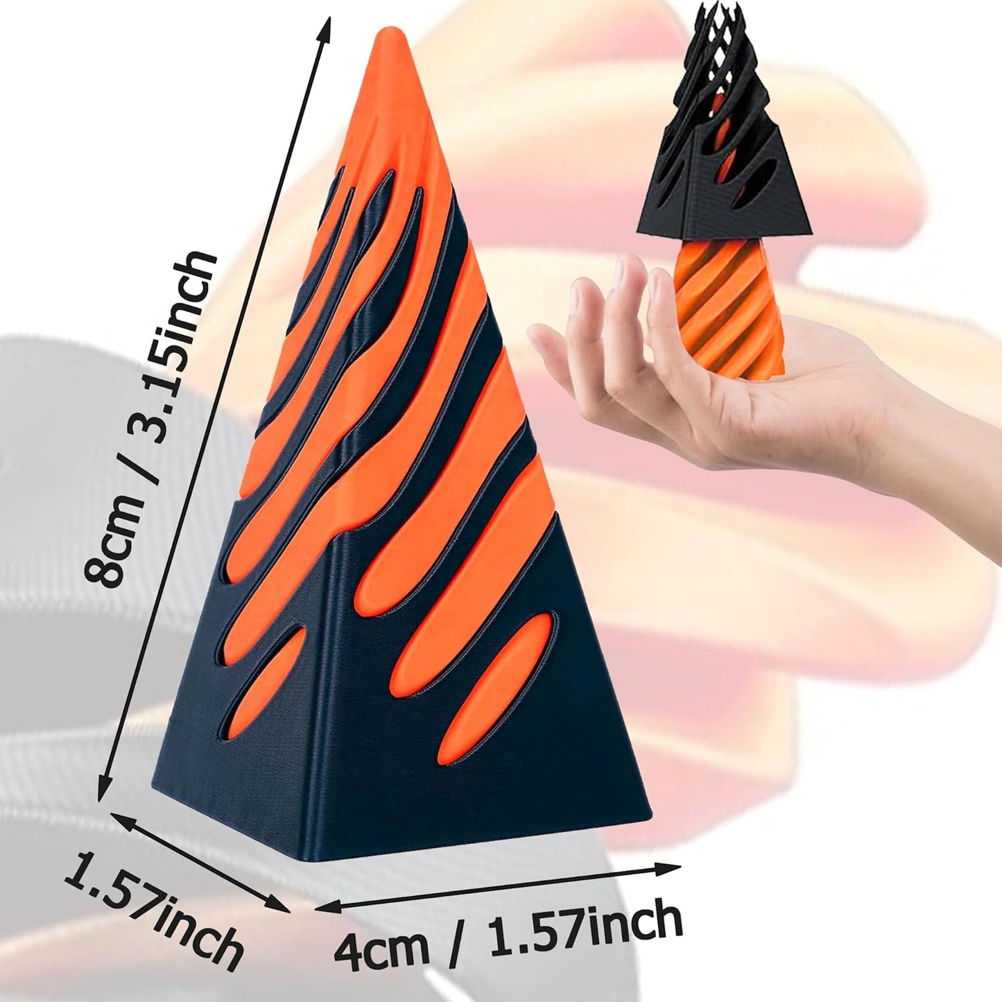 Impossible Pyramid Passthrough Sculpture, Spiral Cone Fidget Toy 3D Printed Toys, Adult Fidgets for Anxiety and Stress, Stress Relief Toys, Desk Toys Fidget Toys Adults Anxiety