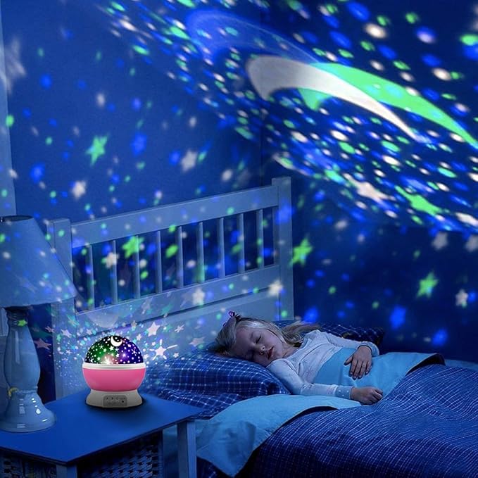 Star Projector, Night Light Lamp Fun Gifts for 1-4-6-14 Year Old Girls and Boys Rotating Star Sky Moon Light Projector for Kids Bedroom Decor -Pink