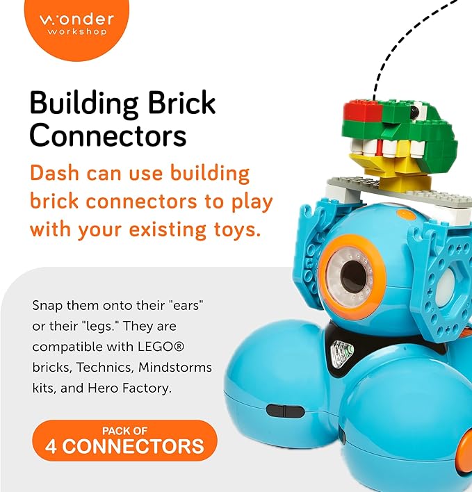Wonder Workshop Dash Robot Wonder Pack – Coding Educational Bundle for Kids 6+ – Free STEM Apps with Instructional Videos - Launcher Toy, Sketch Kit Drawing, Gripper Building