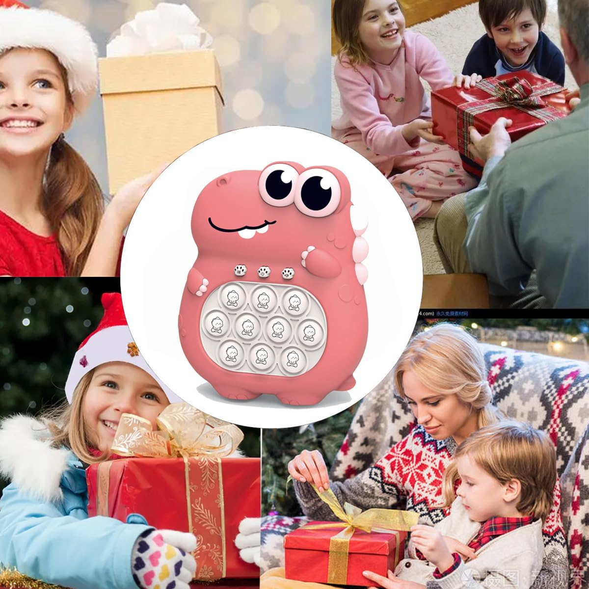 Puzzle Pop Light Up Game Fidget Travel Games /Upgrade Travel Sensory Fidget Toys Popular Handheld Games for Teenagers Anti Anxiety Autism Relief Birthday Party Gift (Pink Dinosaur)