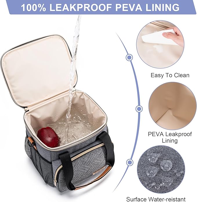 Breastmilk Cooler Bag with Ice Pack Fits 6 Baby Bottles up to 9 Ounce, Breast Milk Pump Cooler Bag for Nursing Mom Daycare, Work, Travel-Grey