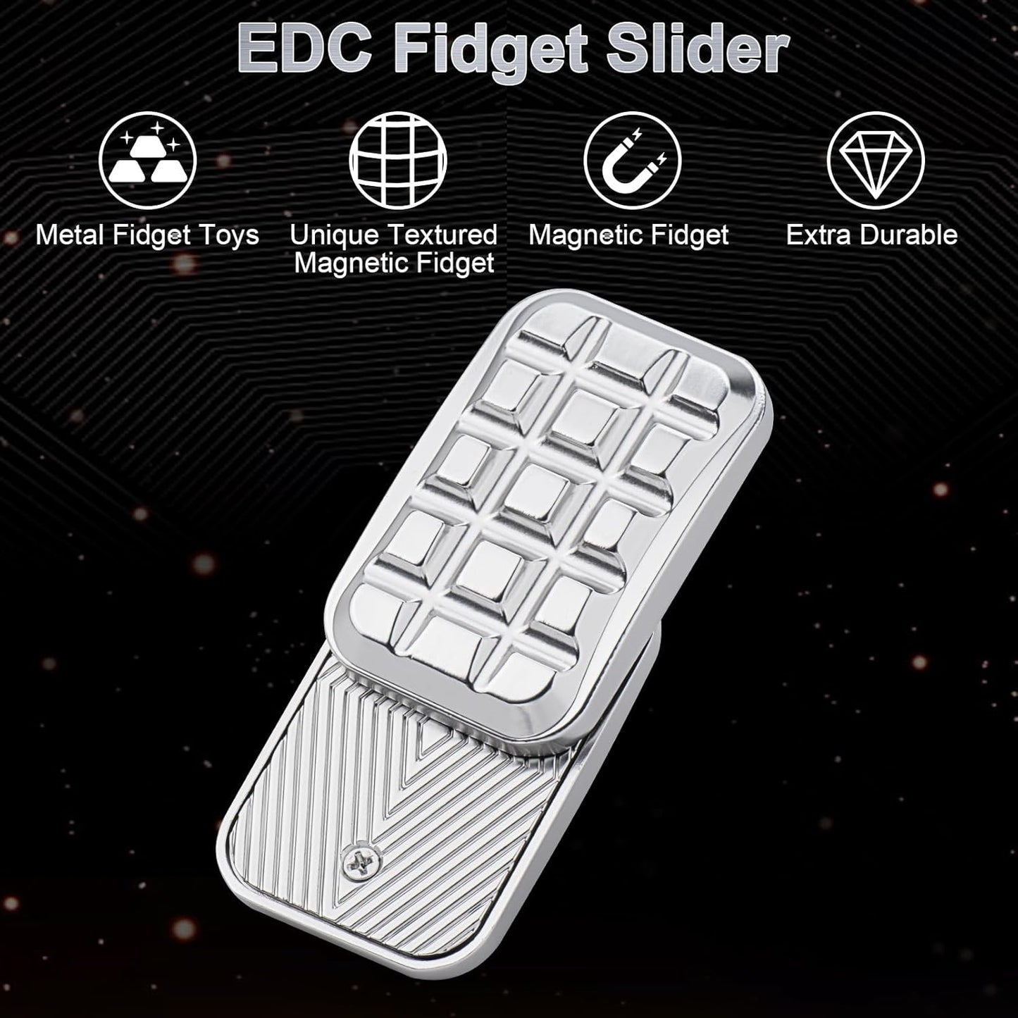 Fidget Slider EDC Adult Metal Fidget Toys ADHD Tool Anxiety Stress Relief Toys Fun Office Desk Toys Gifts for Boyfriend and Father (Black)