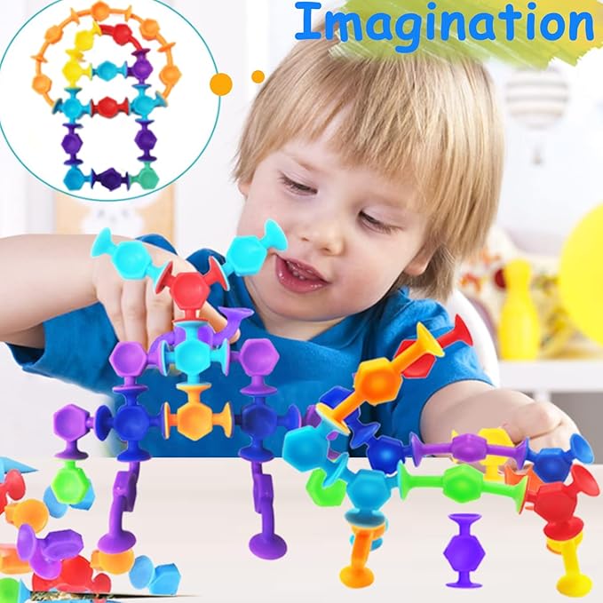 114pcs Suction Cup Bath Toys for Kids Toddlers Family Game - Preschool Learning Sensory Kindergarten Montessori Classroom Gift for Ages 3-8 Bathtub Window Toys for Autism
