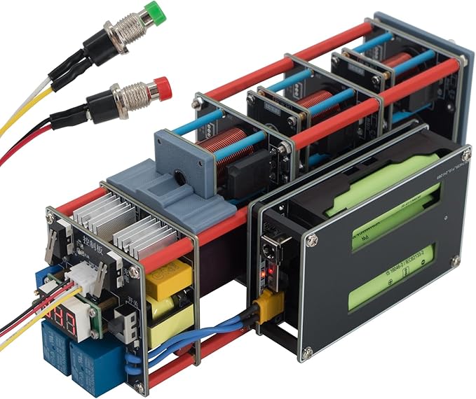 Electromagnetic Accelerator Gun Cannon High Voltage, DIY Integration Multi-Level Coil Kit, for Science Physics Teaching Experiment Tool College High School Education Model, High-Tech Finished Toys