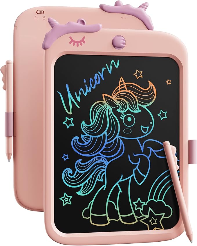 10 Inch Writing Tablet for Kids, Unicorn Toys Gifts for Girls Aged 3-5, Toddler Girl Toys Kids Educational Toys Travel Toys, Birthday Gift for 3 4 5 6 7 8 9 Year Old Girl(Pink)