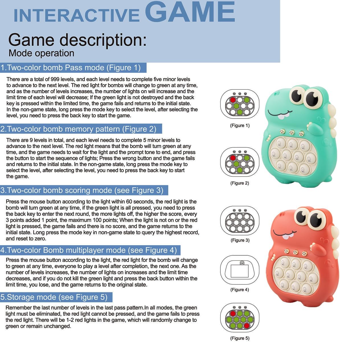 Puzzle Pop Light Up Game Fidget Travel Games /Upgrade Travel Sensory Fidget Toys Popular Handheld Games for Teenagers Anti Anxiety Autism Relief Birthday Party Gift (Pink Dinosaur)