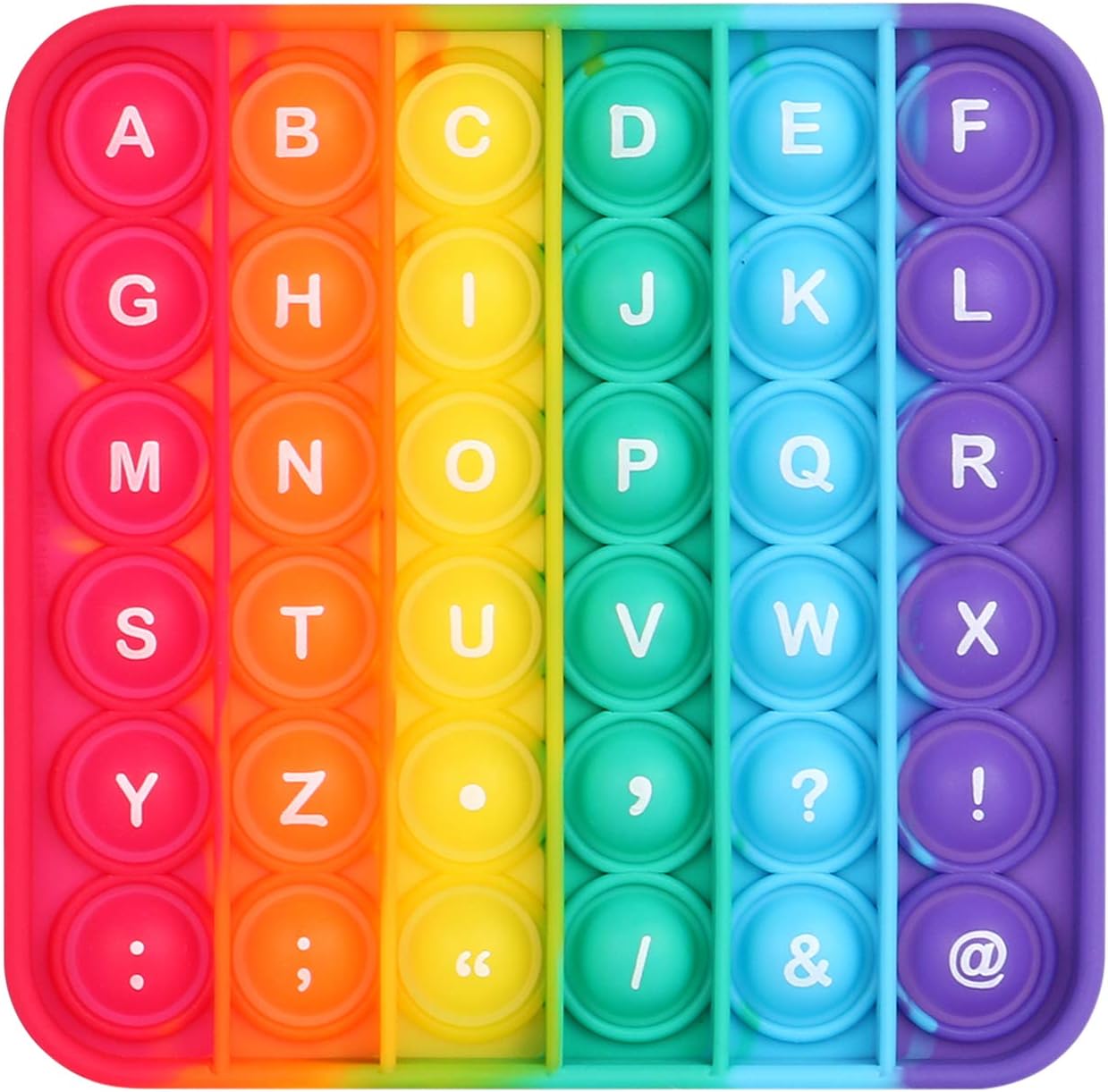 Alphabet Pop Fidget Toys Square ABC Letters Pop Bubble Toy Silicone Sensory Lowercase Uppercase Number Pop for Toddlers & Schools (5x5inch, Uppercase)