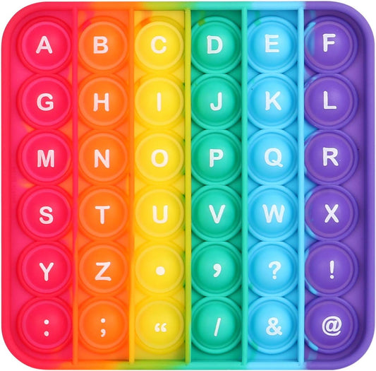 Alphabet Pop Fidget Toys Square ABC Letters Pop Bubble Toy Silicone Sensory Lowercase Uppercase Number Pop for Toddlers & Schools (5x5inch, Uppercase)