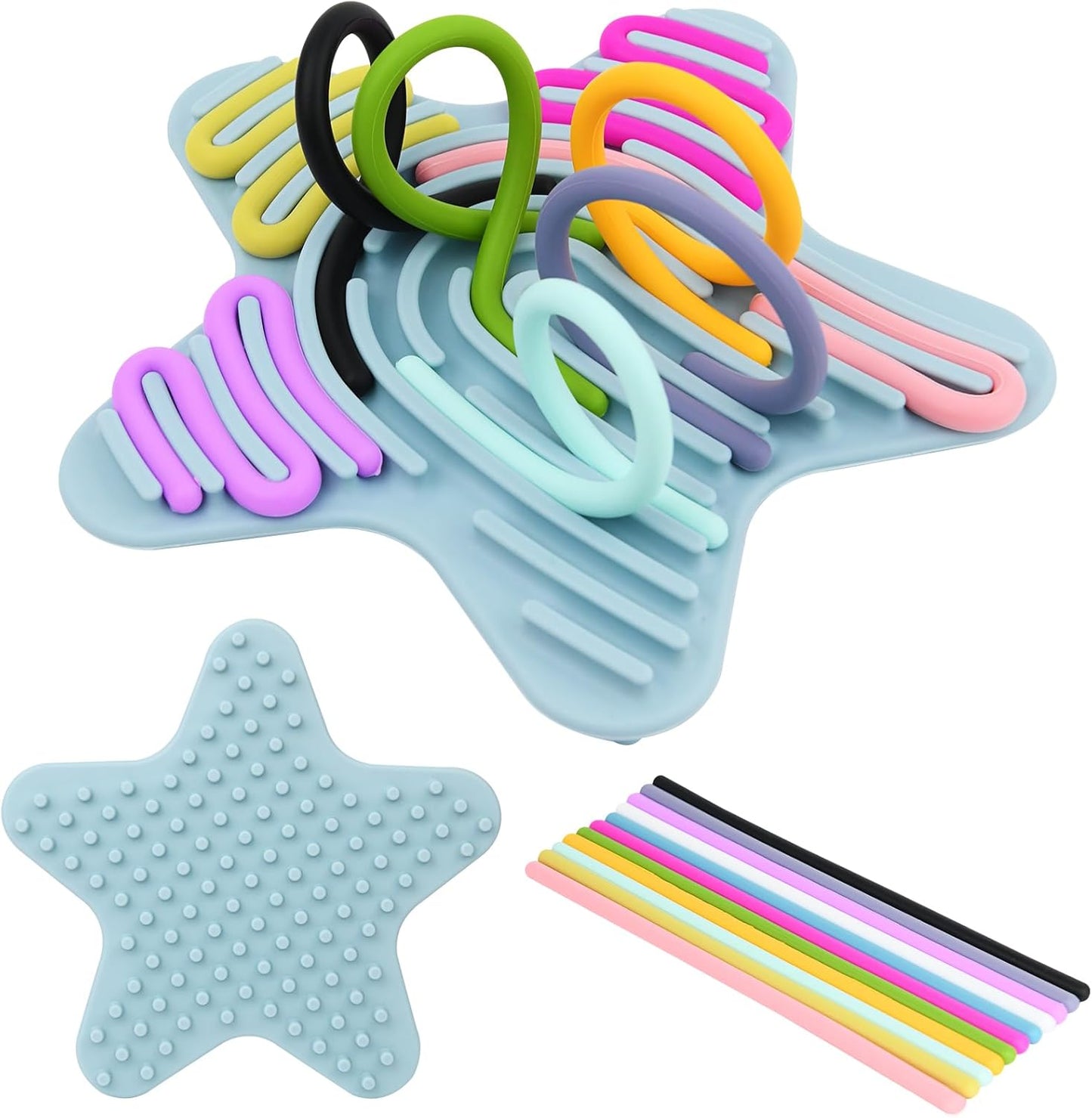 Sensory Toys for Toddlers Kids Sensory Activity Board Calming Fidget Toy for Stress Relief,Anxiety,ADHD,Silent & Mess-Free,Autism Sensory Products for Kids 3+ & Adults,Kids Travel Activity Toys (Blue)