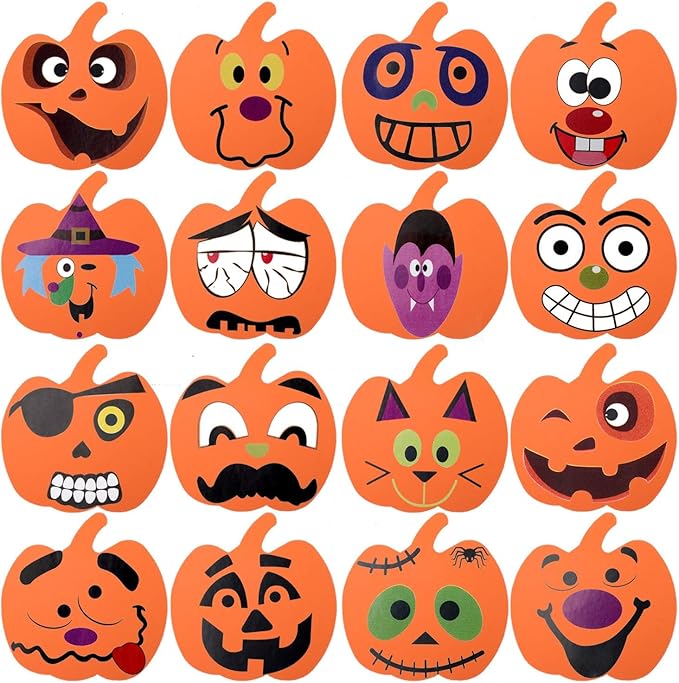 16 Kits Foam Pumpkin Craft Kits With Stickers for Kids Crafts Halloween Decoration