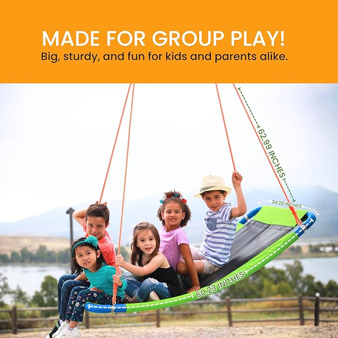 PLATPORTS Platform Swing - Large Rectangle Saucer Swing for Kids and Adults