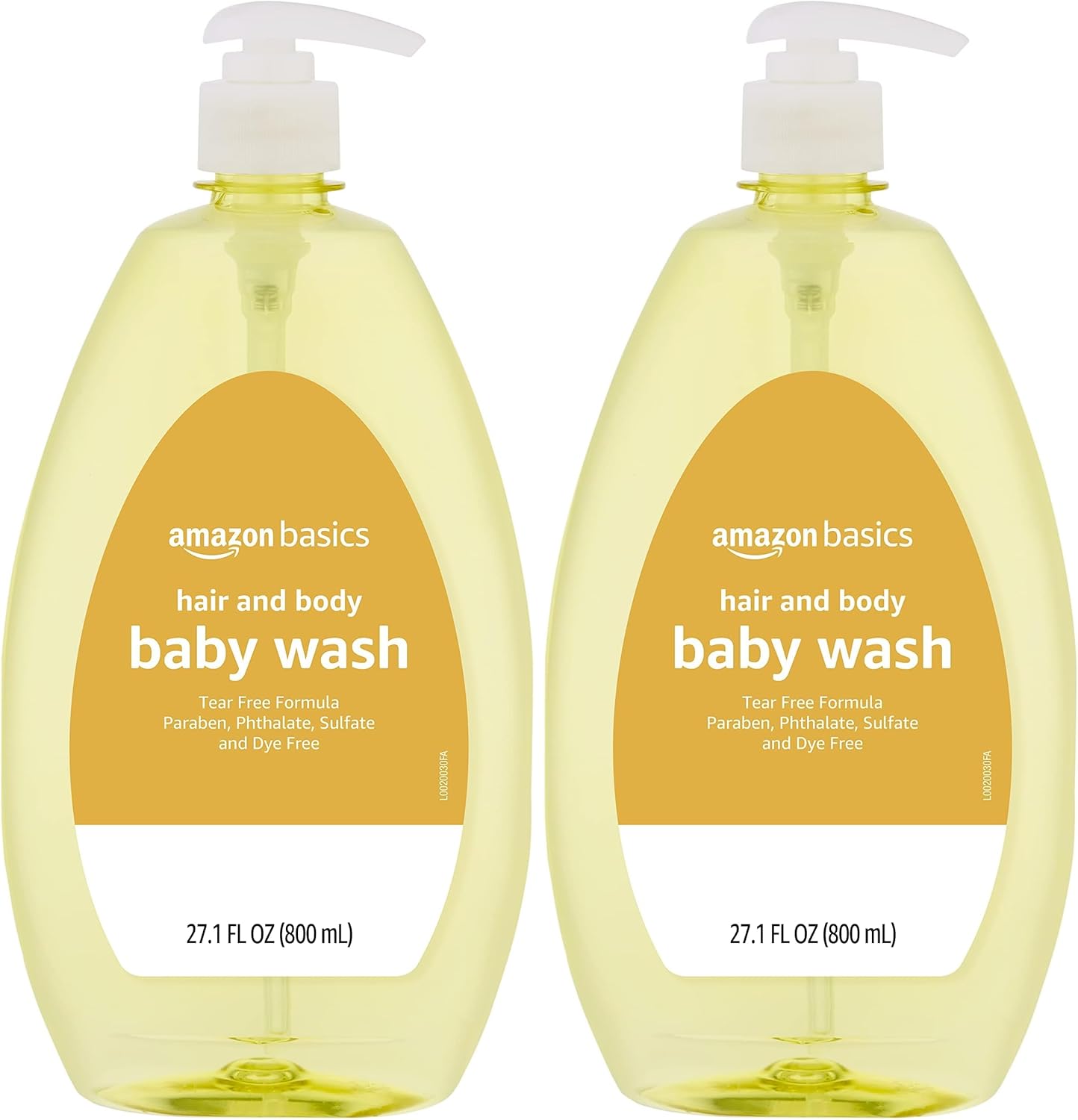 Amazon Basics Tear-Free Baby Hair and Body Wash, 27.1 Fluid Ounce, Lightly Scented, 2-Pack (Previously Solimo)