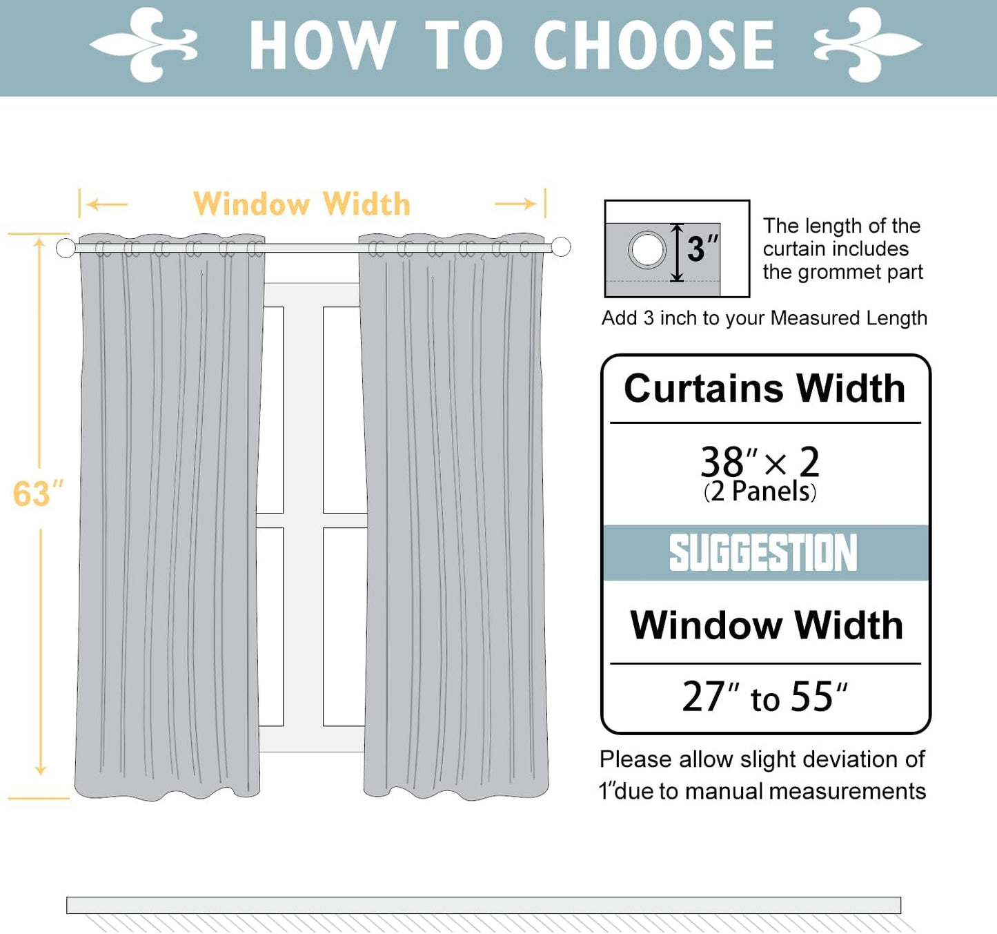 ChrisDowa 100% Blackout Curtains 63 inch Long for Bedroom with Black Liner, 2 Thick Layers Total Blackout Thermal Insulated Grommet Window Curtains 2 Panels Set (Dark Grey, 38 x 63 Inch)