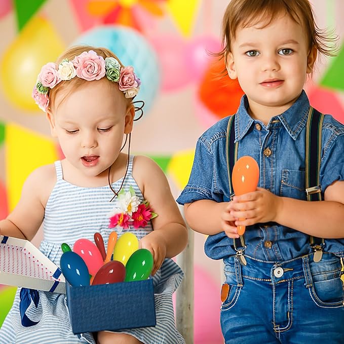 12pcs Mini Maracas for Kids - Plastic Maraca Shakers Noisemaker Fiesta Party Favors for Kids Cinco de Mayo Fiesta Mexican Themed Birthday Music Party Supplies Decorations