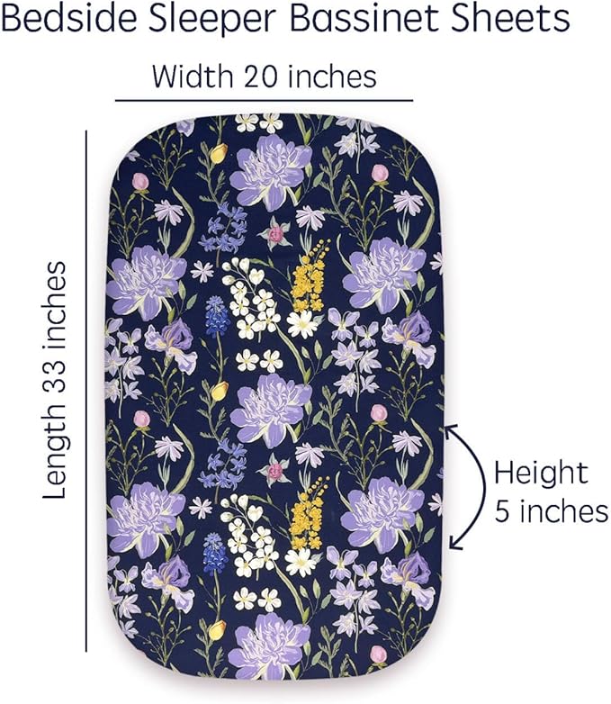 AMROSE 3 Pack Bassinet Sheets 33" x 20" Compatible with Mika Micky, Baby Delight, Dream On Me, AMKE and Other Rectangle Bassinet Mattress, Soft and Skin-Friendly, Violet