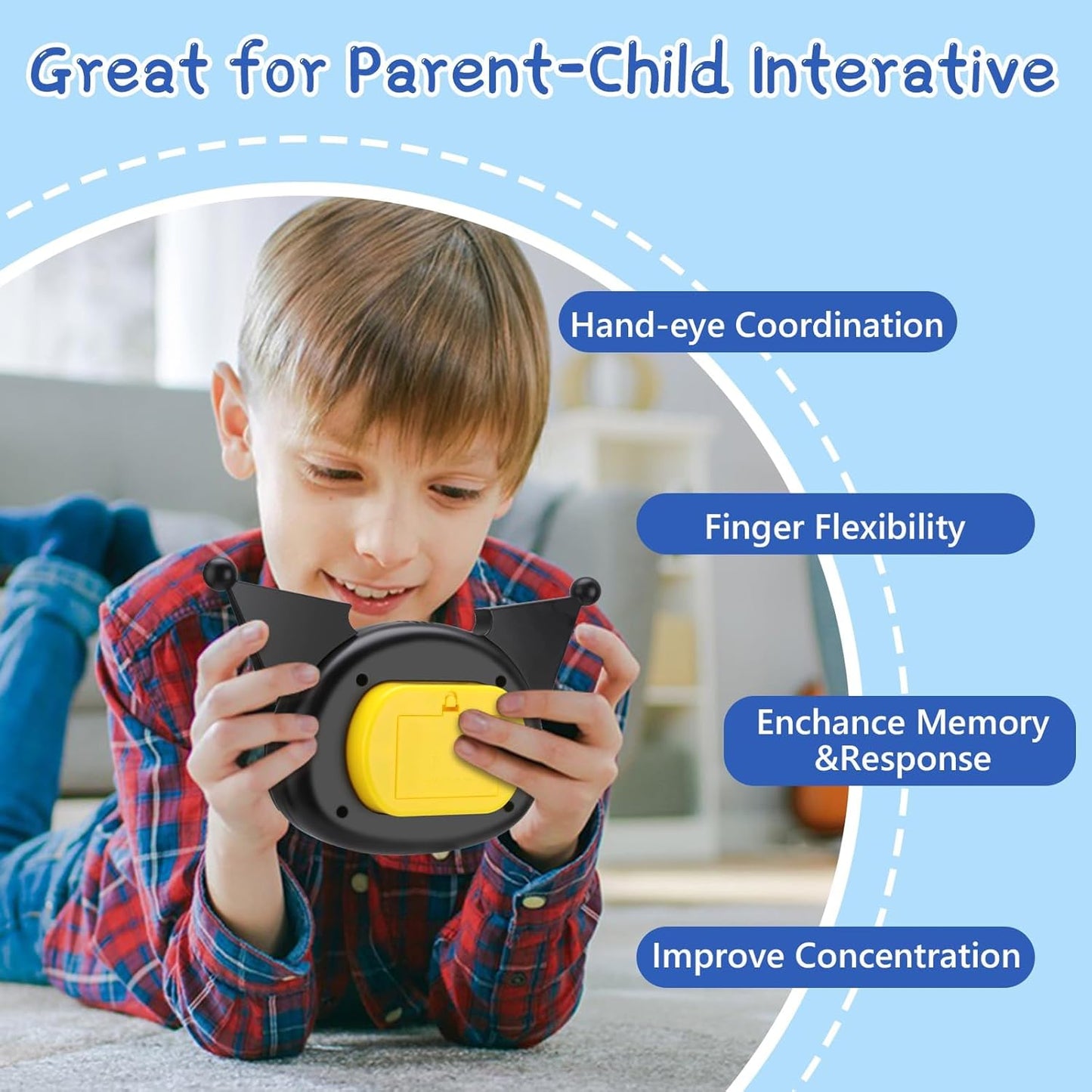 Pop Game Light Up Fidget Toy, Quick Push Bubble Game, Decompression Breakthrough Puzzle Pop Game Machine, Multiple Game Modes Toy for 3+ Years (Rabbit)