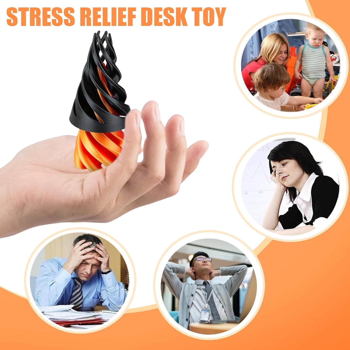 Impossible Pyramid Passthrough Sculpture, Spiral Cone Fidget Toy 3D Printed Toys, Adult Fidgets for Anxiety and Stress, Stress Relief Toys, Desk Toys Fidget Toys Adults Anxiety