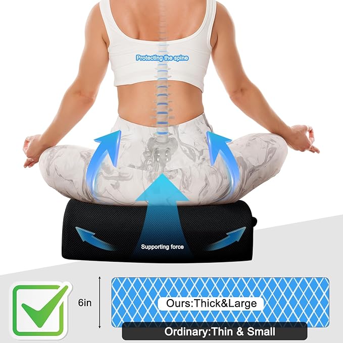 MINUPWELL 6" Extra Thick Office Chair Cushion, 2 Layers Adult Booster Seat Cushion, Thick Wheelchair Cushions, Thick Adult Booster seat Chair Cushion for Car Seat, Airplane - 18x16x6in - 100% Foam