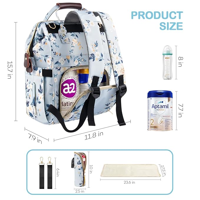 LitBear Diaper Bag Backpack, Fashion Large Capacity Multifunction Nappy Bags