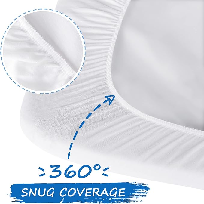 Bassinet Sheet 2 Pack Cotton Fitted Sheets Set for Oval Rectangle Hourglass Bassinet Mattress and Moses Baskets, Super Soft and Breathable Cover for Baby Girl Boy 32''x16''x4'', White