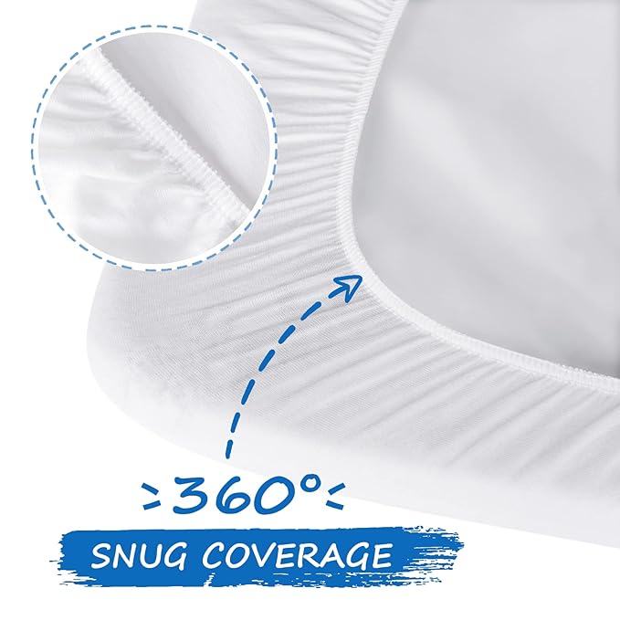 Fitted Crib Sheet 100% Cotton 52"x28"x8", 2 Pack Crib Mattress Sheet Set Fit for Standard Crib and Toddler Bed Mattress, Baby Crib Sheets Boys Girls, White