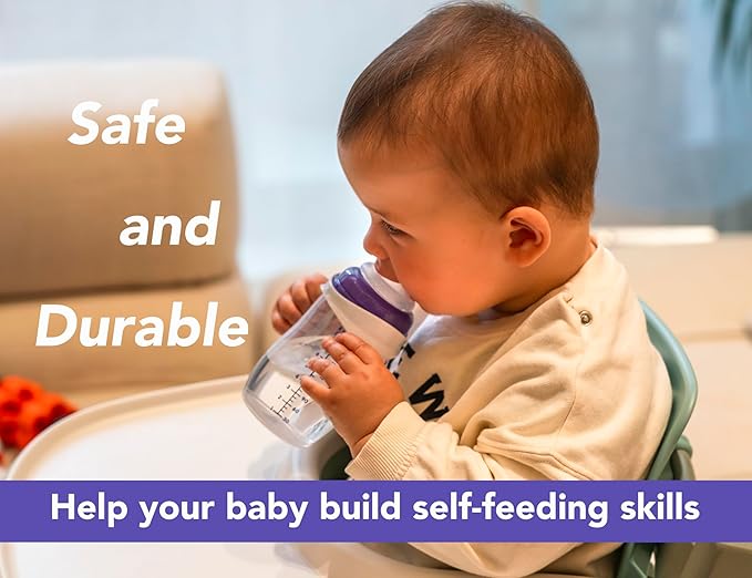 Compatible Baby Bottle Handle for Lansinoh 5oz & 8oz Bottles, Easy-Grip, Ergonomic Design for Little Hand, Leak-Proof, Slip-Resistant, BPA-Free, Helps Babies Transition to Independent Drinking, 3-Pack