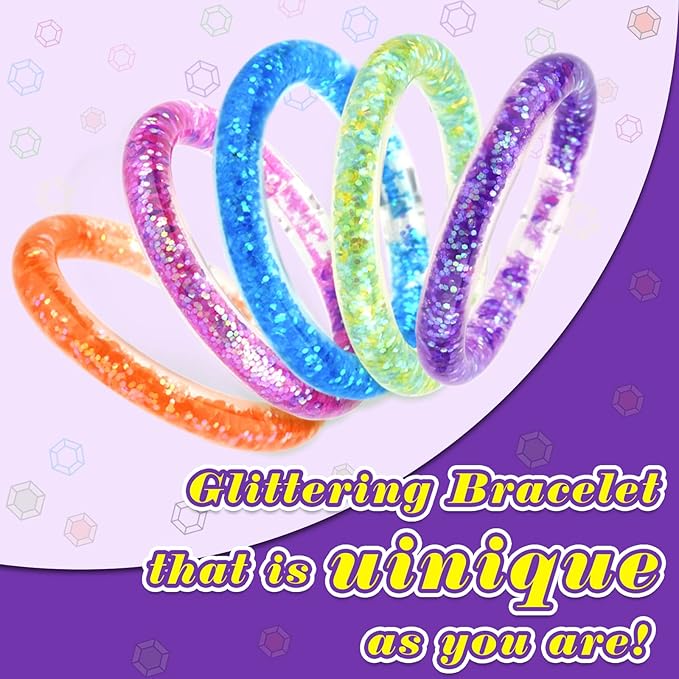 Make Your Own Glitter Bracelets Craft Kit, Gem Art Bracelet for Girls Friendship Bracelet Jewelry Making Kit, Art & Craft Gift for Kids Girls Age 6 7 8 9 10 11 12