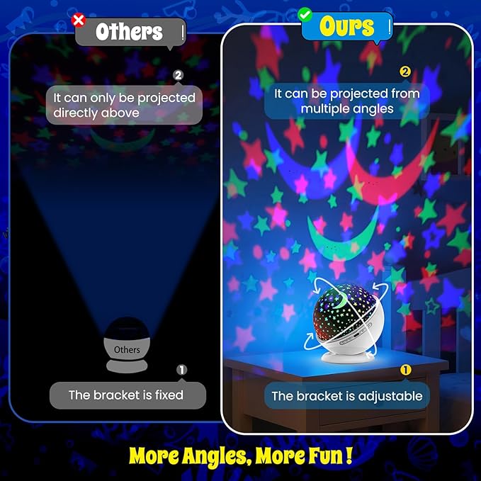 Night Light Projector, Night Light for Kids, Star Projector, 54 Light Color 360 Degree Rotation Kids Night light, Rechargeable Lamp for Bedroom, Light Projector Birthday Christmas Gifts for Boys Girls