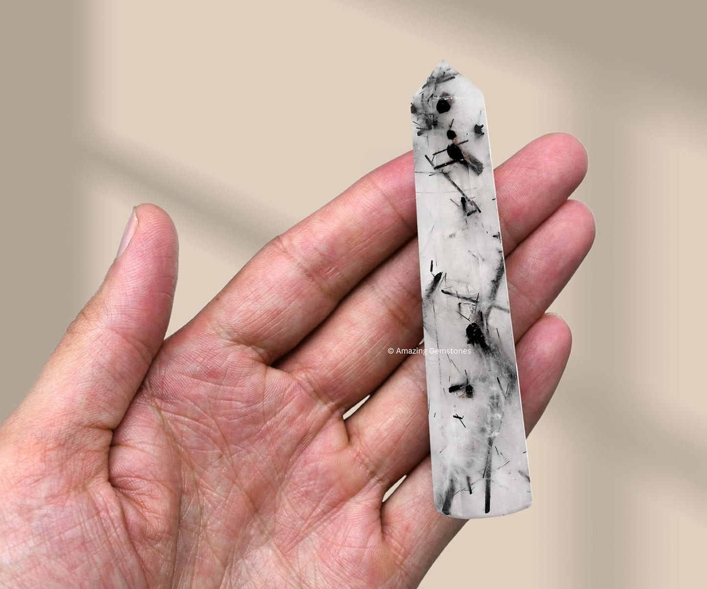 Amazing Gemstone Black Rutilated Quartz Crystal Towers ~ Natural Healing Crystal Point Obelisk for Reiki Healing & Crystal Grid (3- Inch)