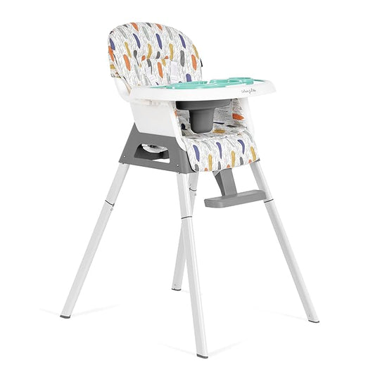 Dream On Me Curio Sit N Seek 3 in 1 Convertible Baby High Chair in Grey, Removable and Adjustable Tray, Portable High Chair, Adjustable Legs, Detachable Footrest, PU Fabric & 5 Point Safety Harness