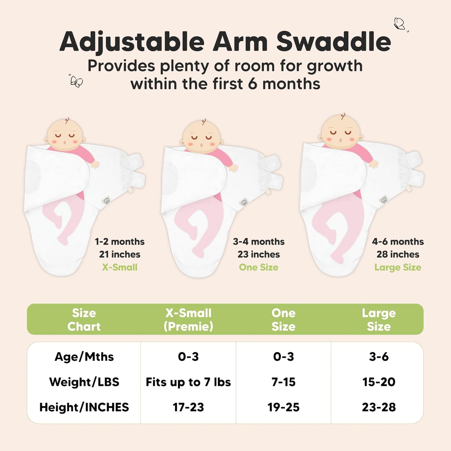 3-Pack Organic Baby Swaddle Sleep Sacks - Swaddles for Newborns, Infant 3-6 Months, Baby Girls, Boys, Soft & Snug Newborn Sleep Sack, Nursery Swaddling Blankets (Sage, L)