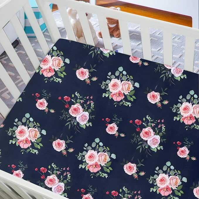 AMROSE 3 Pack Heavenly Soft Crib Sheets for Baby Girls, 28'' X 52'' Fitted Sheets for Crib and Toddler Mattress Pad, Silk Touch Gentle Breathable Microfiber, Floral & Butterfly