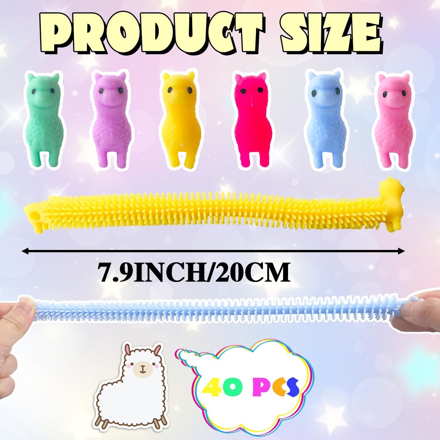 40 Pack Stretchy String Fidget Toys,Alpaca Sensory Noodle Strings,Textured Stretchy String for Kids Adults Stress Relief,Party Favors,Christmas Stocking Stuffers