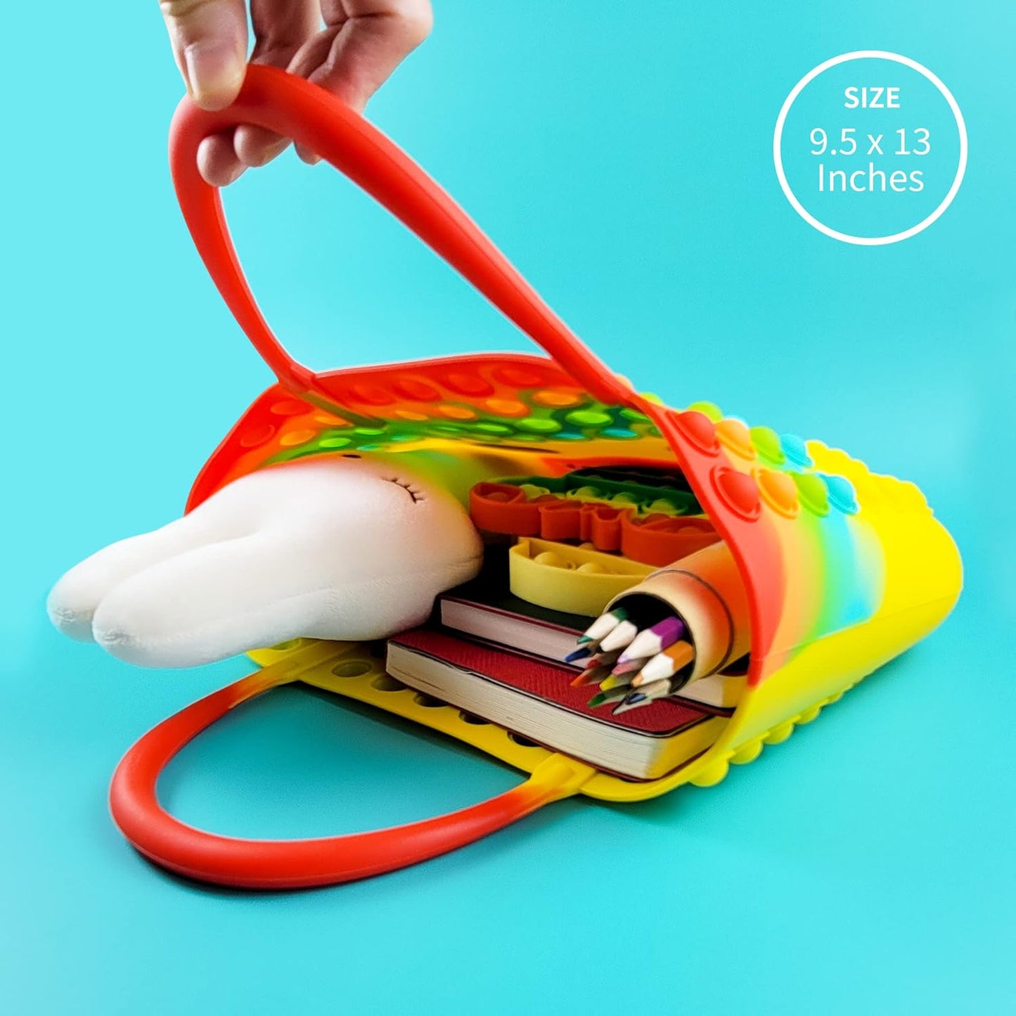 BABANA Fidget Purse for Girls - Bubble Push Pop Bag with Crazy Eyes, Silicone Fidget Handbag Toy for Kids | Birthday, Easter