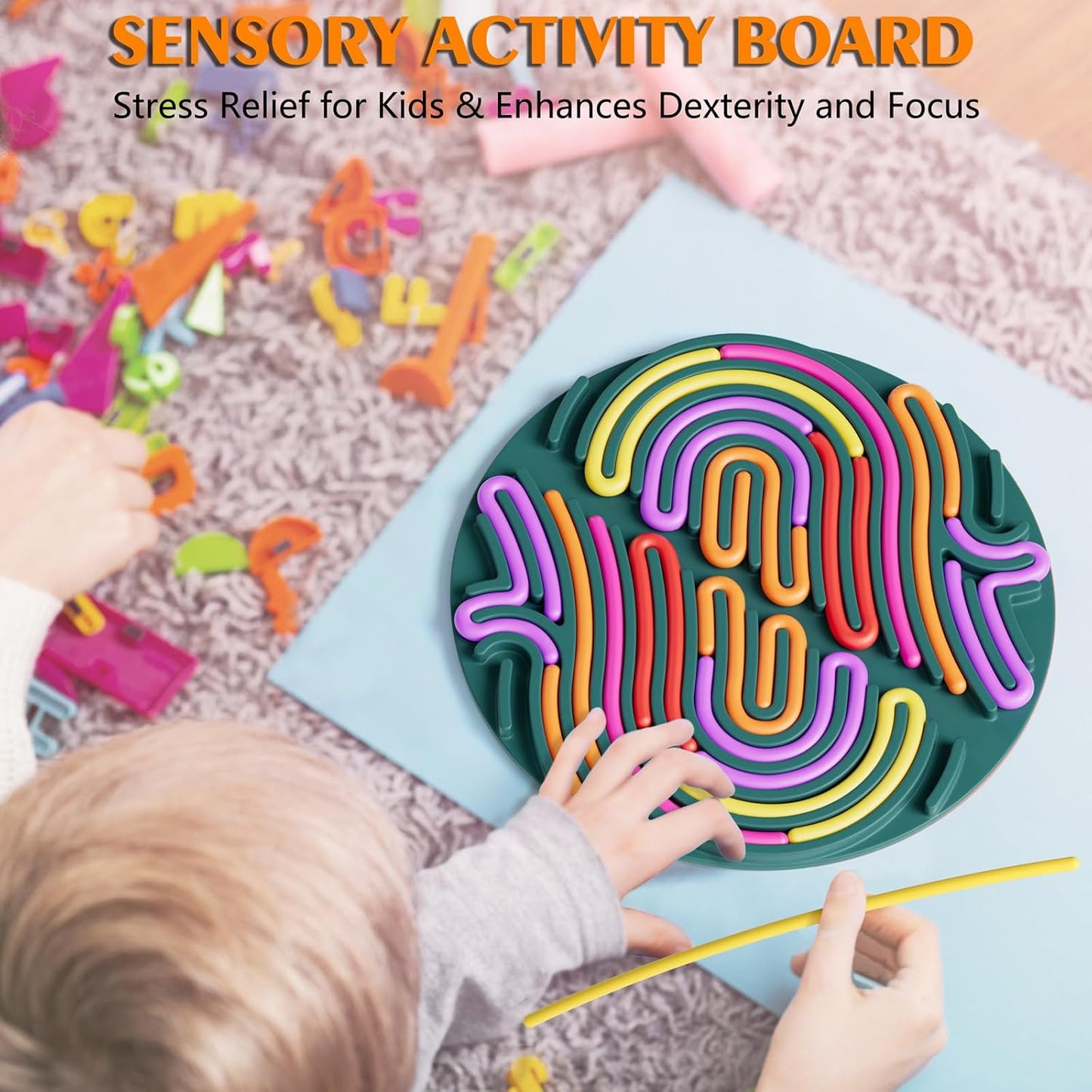 Sensory Fidget Toys for Kids Toddler Boys ,Sensory Activity Board for Stress Anxiety Autistic ADHD, Calm Down Travel Airplane Essentials Toys for 3+ Year Old, Stuffers Gifts for Teens Girls