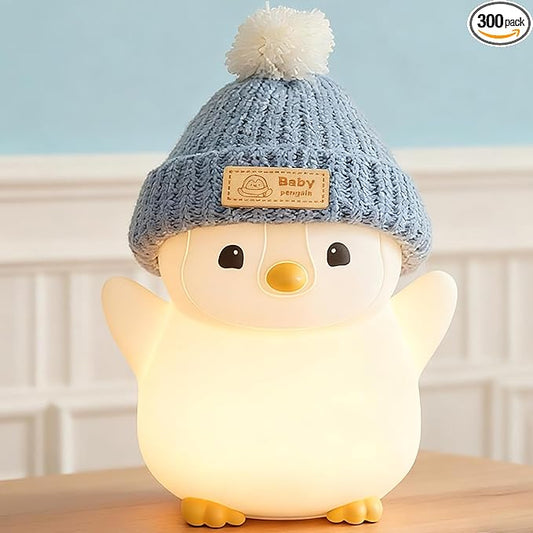 Penguin Night Light for Kids, Adorable Penguin Lamp with Hat, Food Grade Silicone Nursery Nightlight, Rechargeable/Dimmable/Timer,LED Squishy Novelty Animal Bedside Lamp,Funny Gifts for Boys